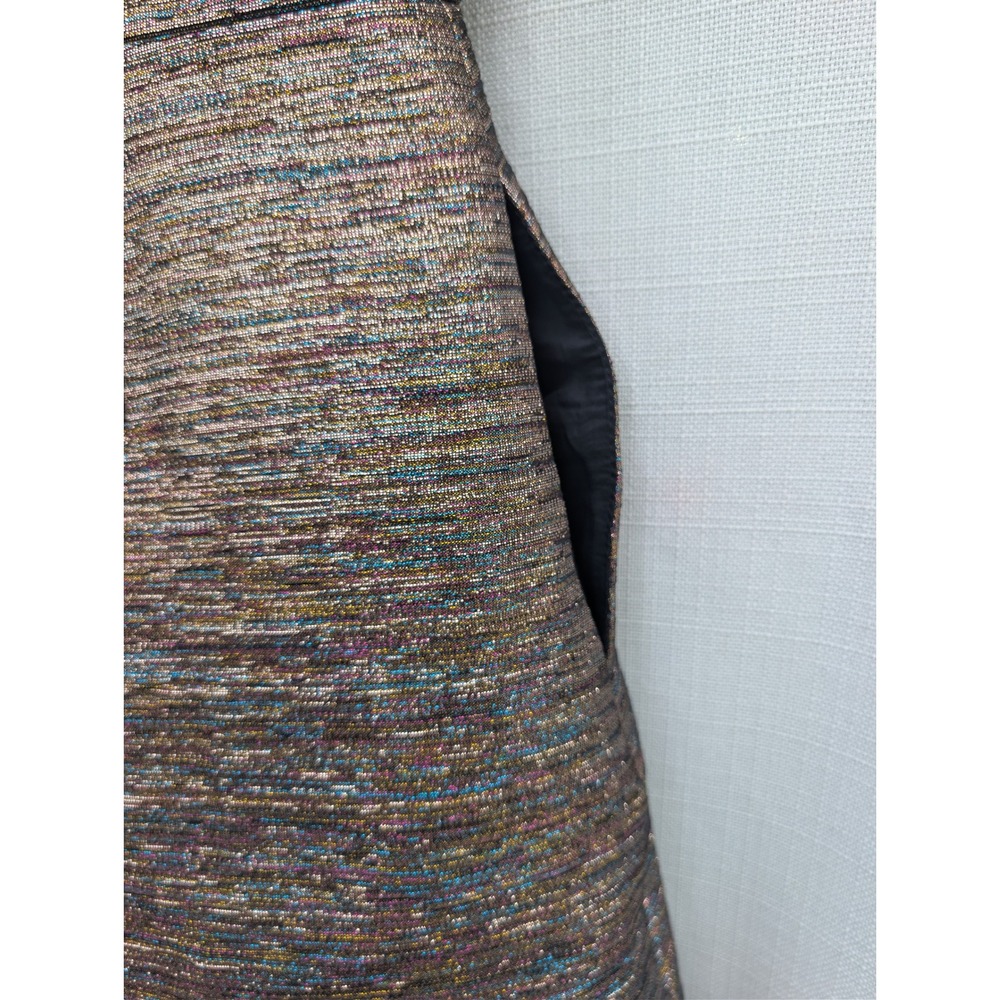 Hutch Anthropologie Metallic Rainbow V-Neck Flutter Sleeve Cocktail Dress 10 - Picture 6 of 10